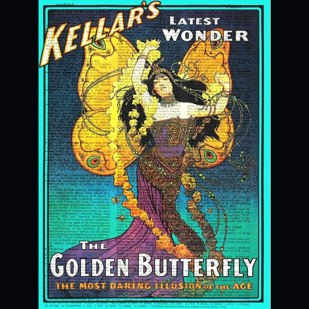Vintage Fairy Art Nouveau Teal Dictionary Art Print